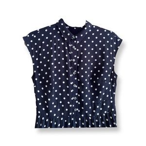 J.Crew midi length navy blue polka dot dress size small